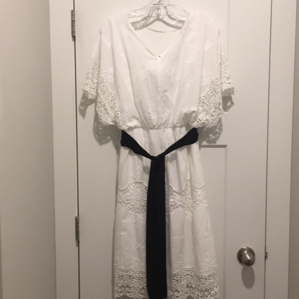 Embroidered White Dress 👗,Size-2 T , Lined,